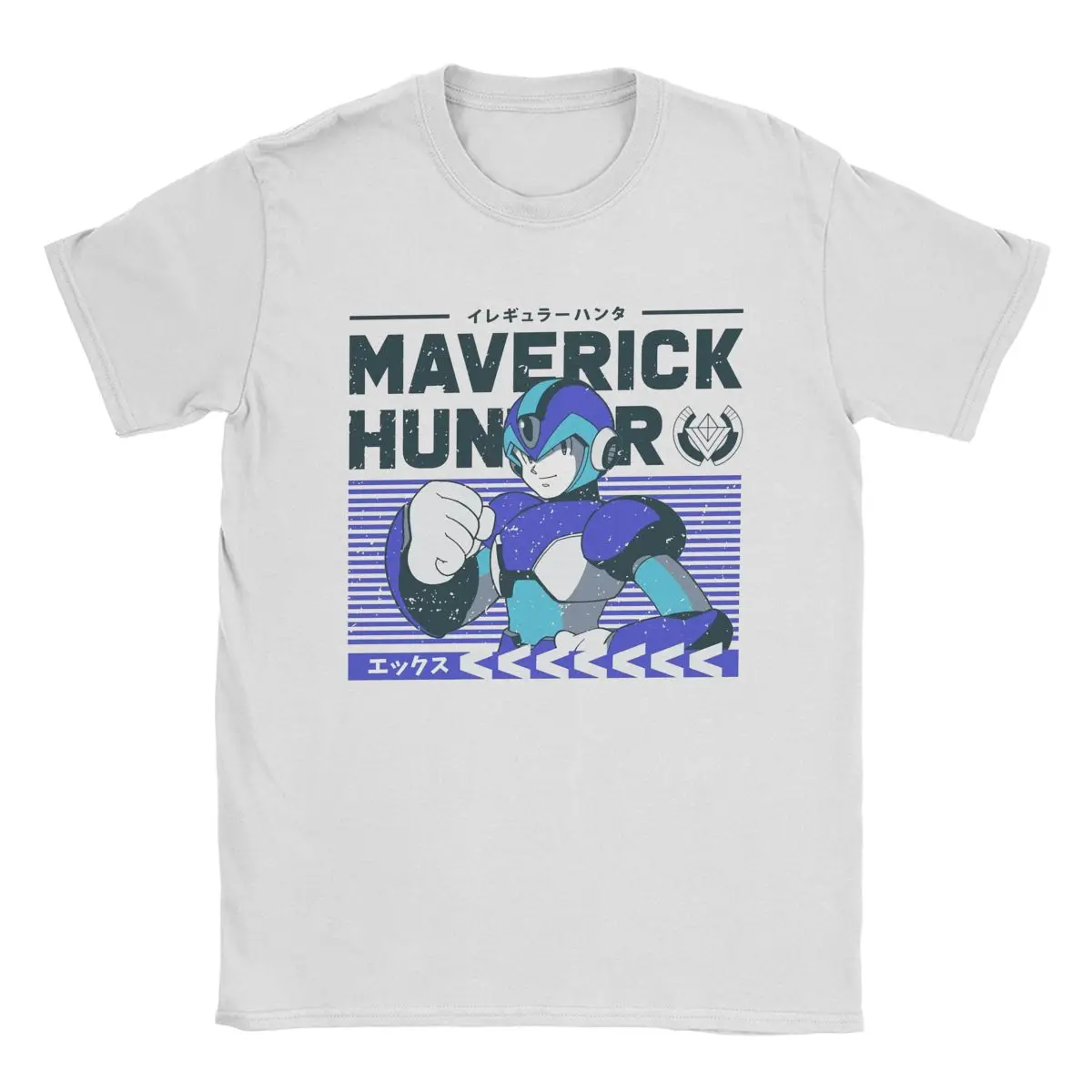 T-shirt manches courtes col rond homme, estival et humoristique, en pur coton, Maverick Hunters Megaman X