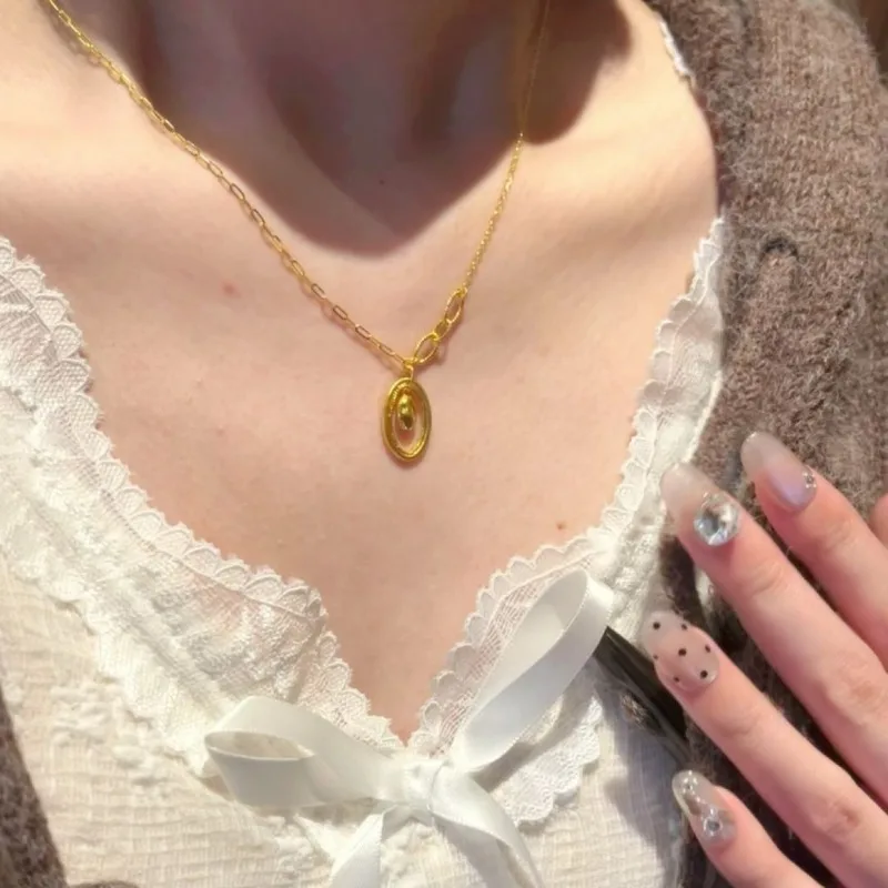 [دموع الموزى] قطرة الماء قلادة على شكل حلقة قلادة أنثى متخصصة شخصية الموضة المتخصصة بسيطة سلسلة الترقوة سلسلة عنق