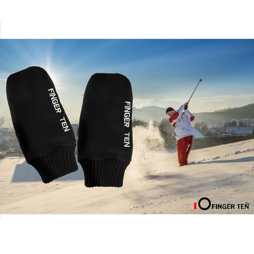 Windproof Durable Winter Golf Gloves Mens Women Mitts Mitten Warm Fleece Pull Up Soft Golfer Training Glove Black Drop Shipping