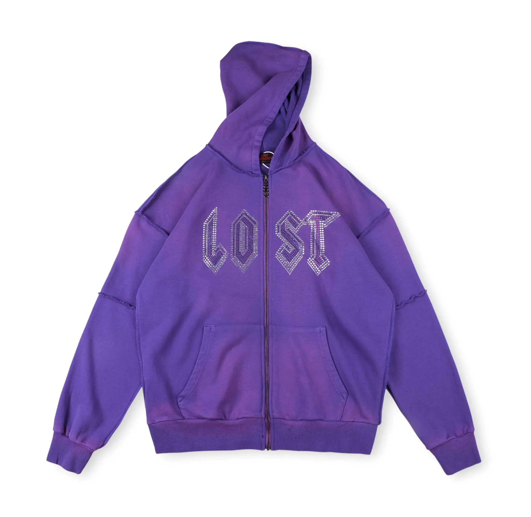 

Men shine stone distressed broken hoodie