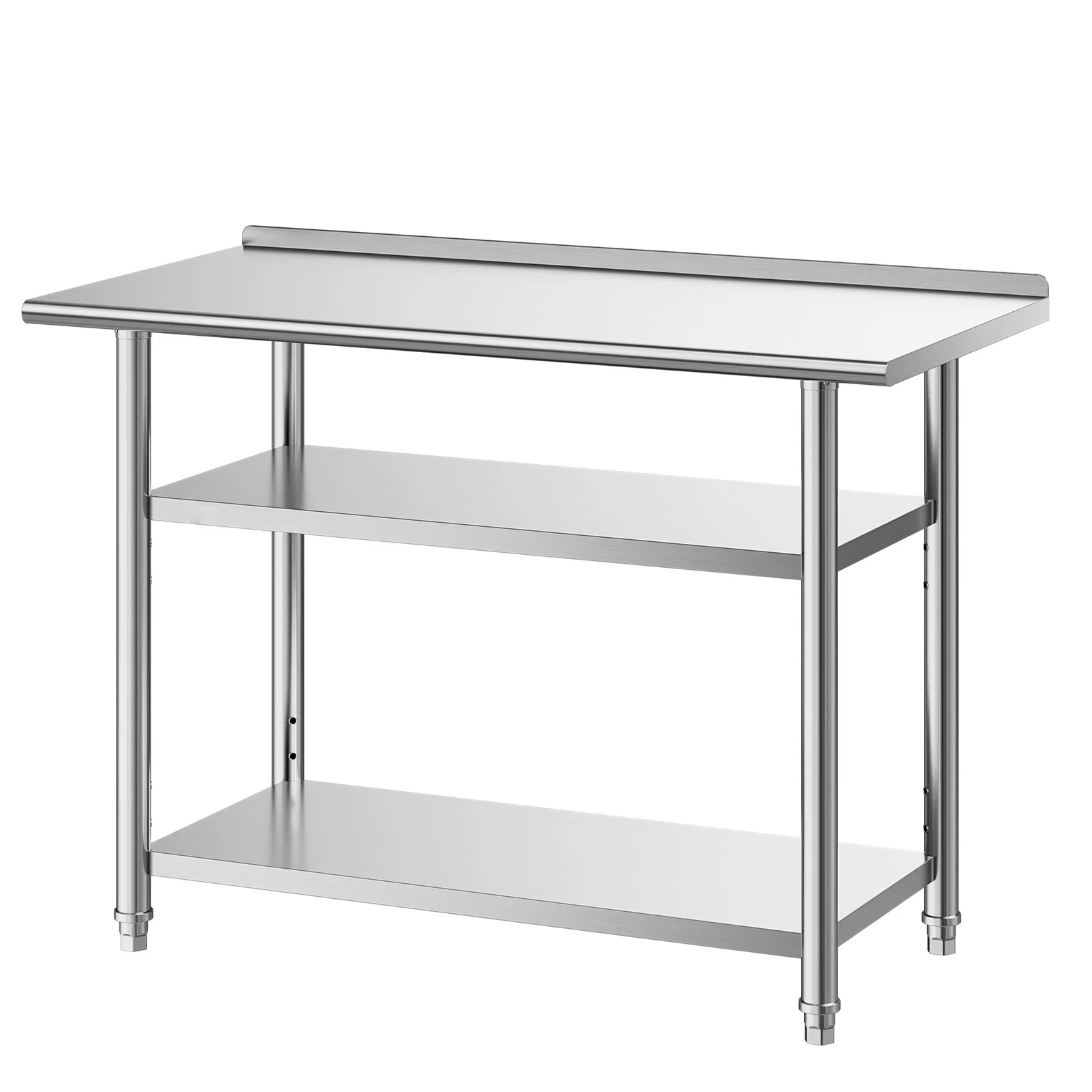 SucceBuy 24x48 Inch Stainless Steel Work Table with 2 Shelves and Backsplash Commercial Kitchen Workstation for Restaurant Home