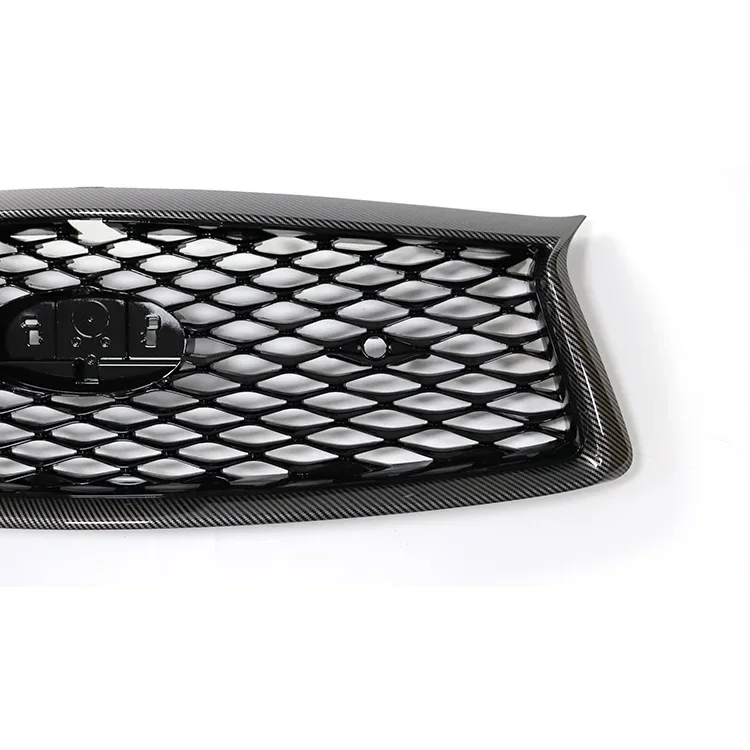 Gmax 2022 Car Accessories Front Bumper Mesh Grille Fit for Infiniti Q50 2018-2019 Carbon Look W/I 3 CAMERA HOLES