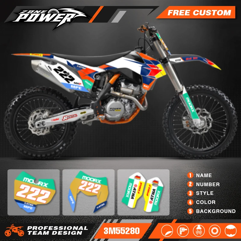 Powerzone Custom Team Decals Stickers Kits for KTM 125 200 250 300 350 450 500 EXC XCW 2014-2016 SX SXF 2013-2015 109