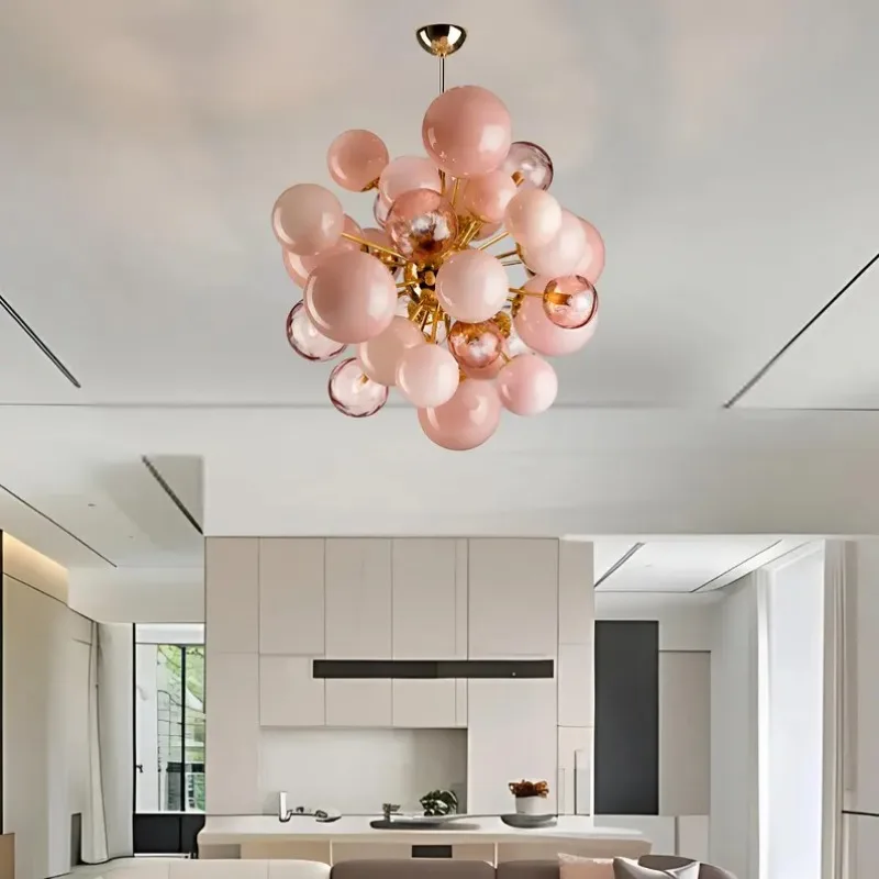 Art Deco Rosa Blasen Glas Kronleuchter Licht Lobby Moderne Designer Hängeleuchte für Decke Trendy Home Pendant Led Lampe