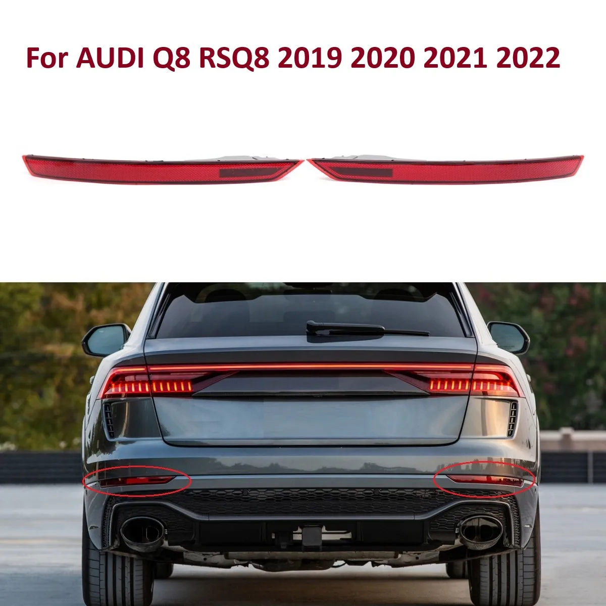 

Car Rear Bumper Reflector Stop Brake Light Rear Tail Lamp For Audi Q8 RSQ8 SQ8 2019 2020 2021 2022 2022 4M8945701 4M8945702