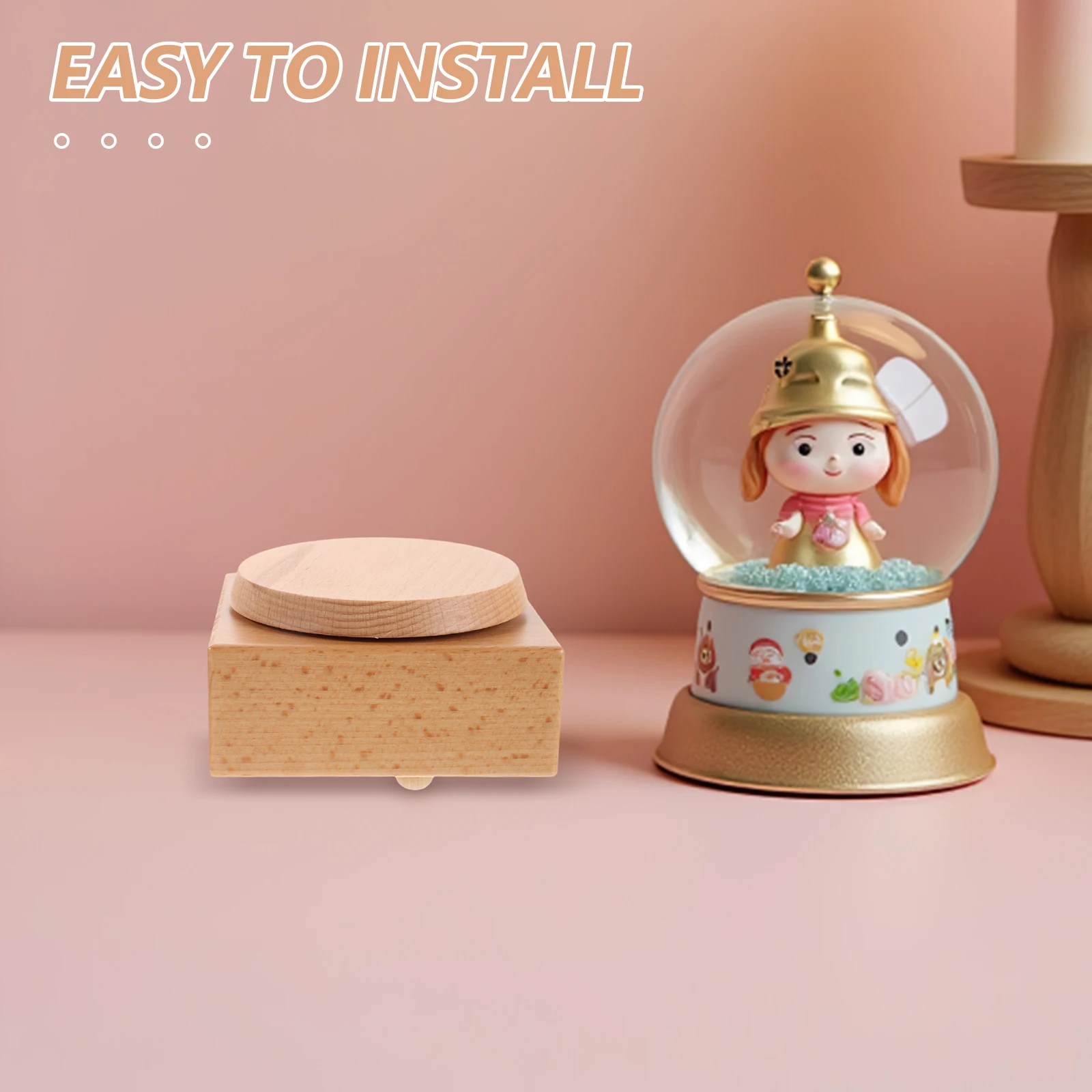 

Music Box Wooden Base Square 4.32x4.24x2.24 Smooth Rotating Platform DIY Music Box Parts Crafting DIY Gift Making