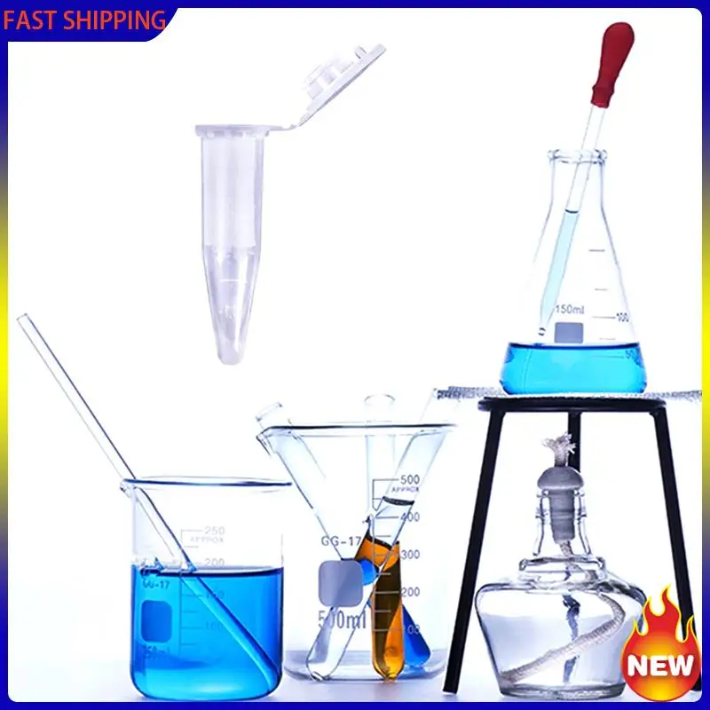 Hot Trend-500Pcs PCR Tube With Flat Cap 1.5Ml Microcentrifuge Tube PCR Reaction Tube School Experiment Transparent
