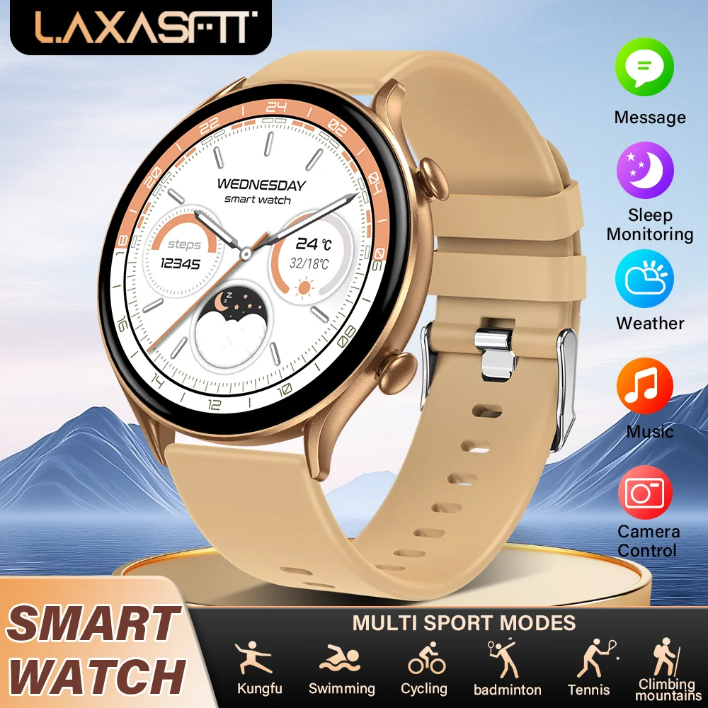 

LAXASFIT Bluetooth Call Smartwatch Women Customized Dial Watch Men Sports Fitness Tracker Heart Rate Smartwatch for Android IOS