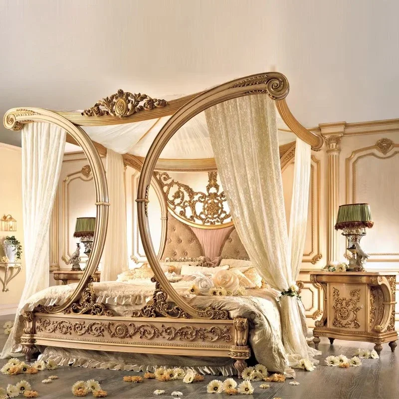 Queen Home Furniture Solid Wood Loyal Bed Large Headboard Antique Double Crib Frame Bedroom