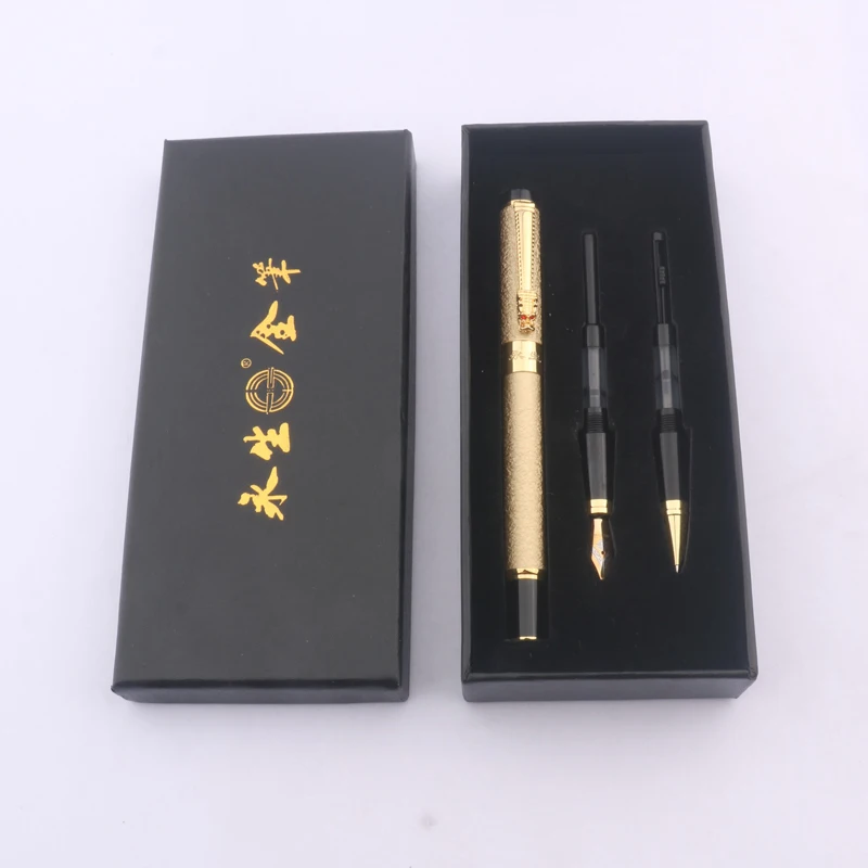 1pc/3pc Set Box Fountain Pen Frosted black Converter Filler Business Office School Supplies Golden Ink Pens