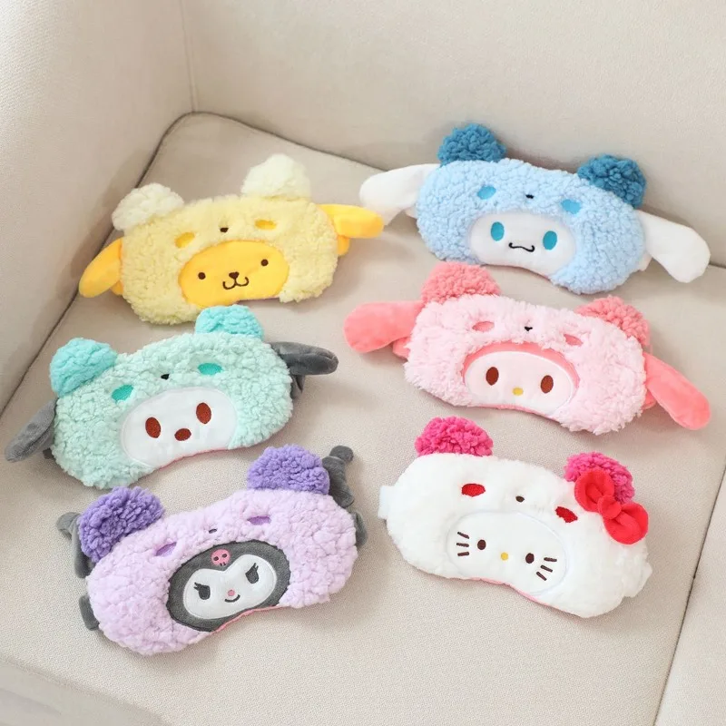 

Sanrios Anime My Melody Kuromi Pochacco HelloKittys Cinnamoroll Cartoon Cute Plush Sleeping Mask Breathable Blackout Eye Mask