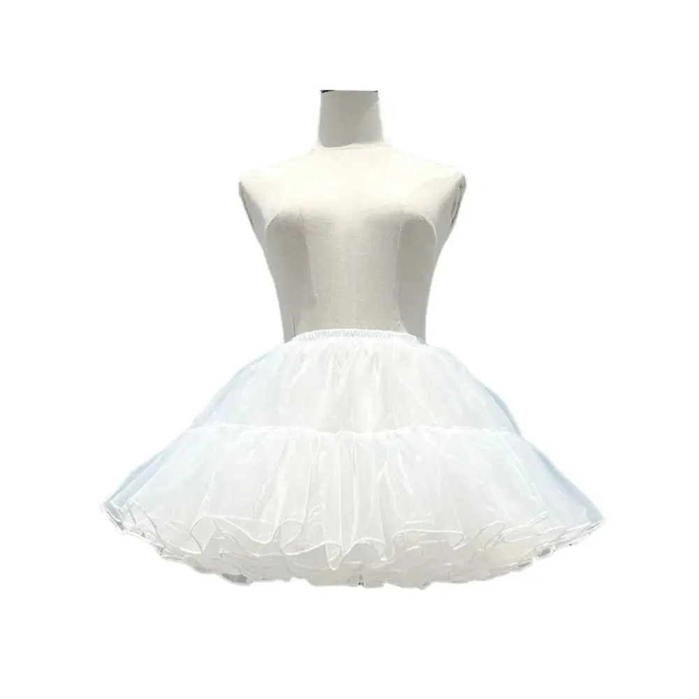 new Lolita Boneless Puffy Skirt 4 Layer Soft Yarn Dress White Petticoat Cosplay Clothes Fluffy Bottoms Skirt Support