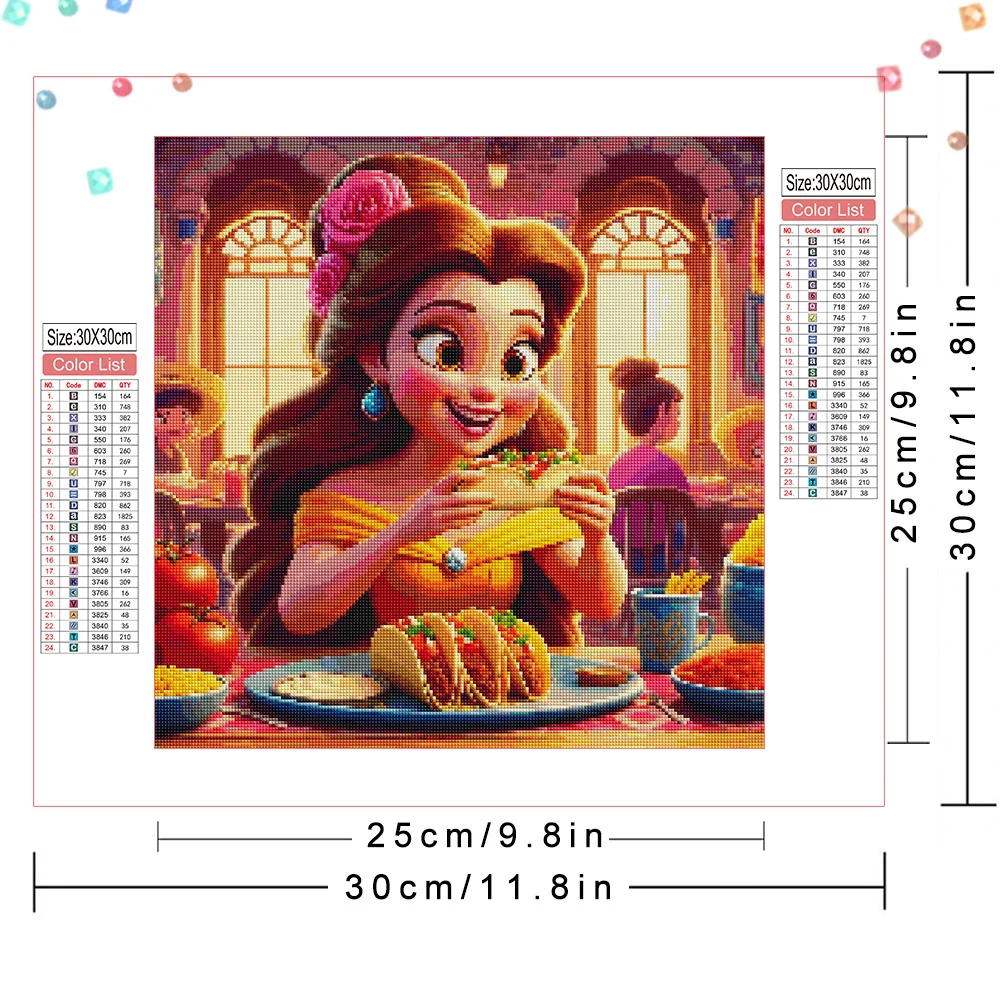 Disney 5D Diamond Painting Rapunzel Princess Diamond Mosaic Belle Cartoon Embroidery Food DIY New Arrivals