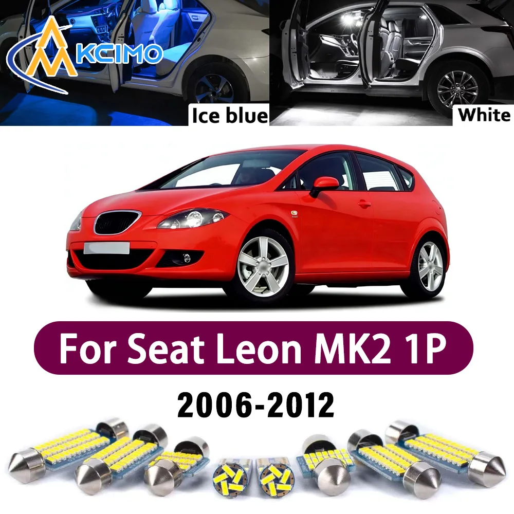 

High Lumen CANBUS Error Free LED Interior Light Kit For Seat Leon MK2 1P 2006-2012 Map Trunk Reading Dome Lamp Bulbs Set