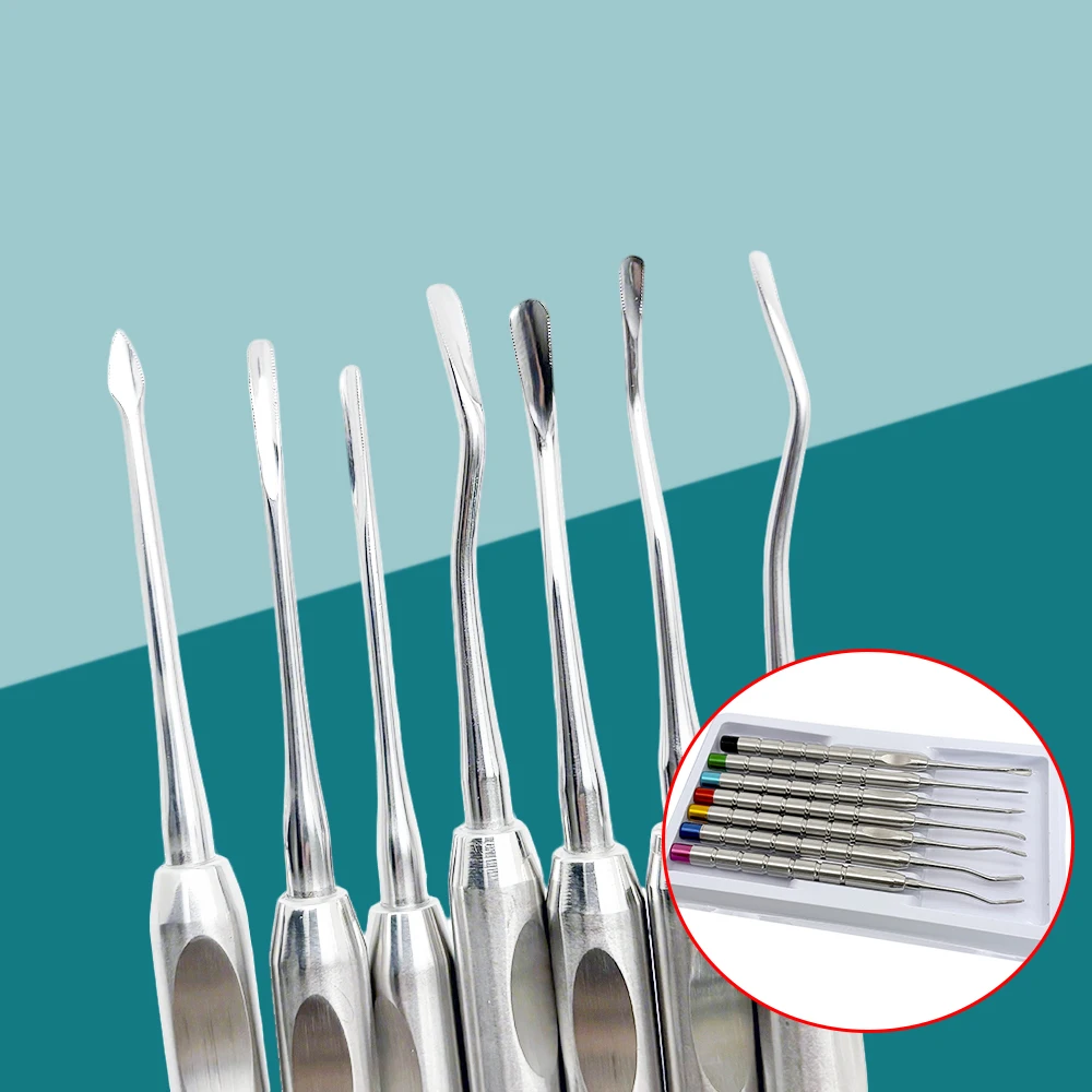 

7Pcs Dental Implant Luxating Elevator Kit Titanium Alloy Root Extraction Minimally Invasive Dentist Tool Set