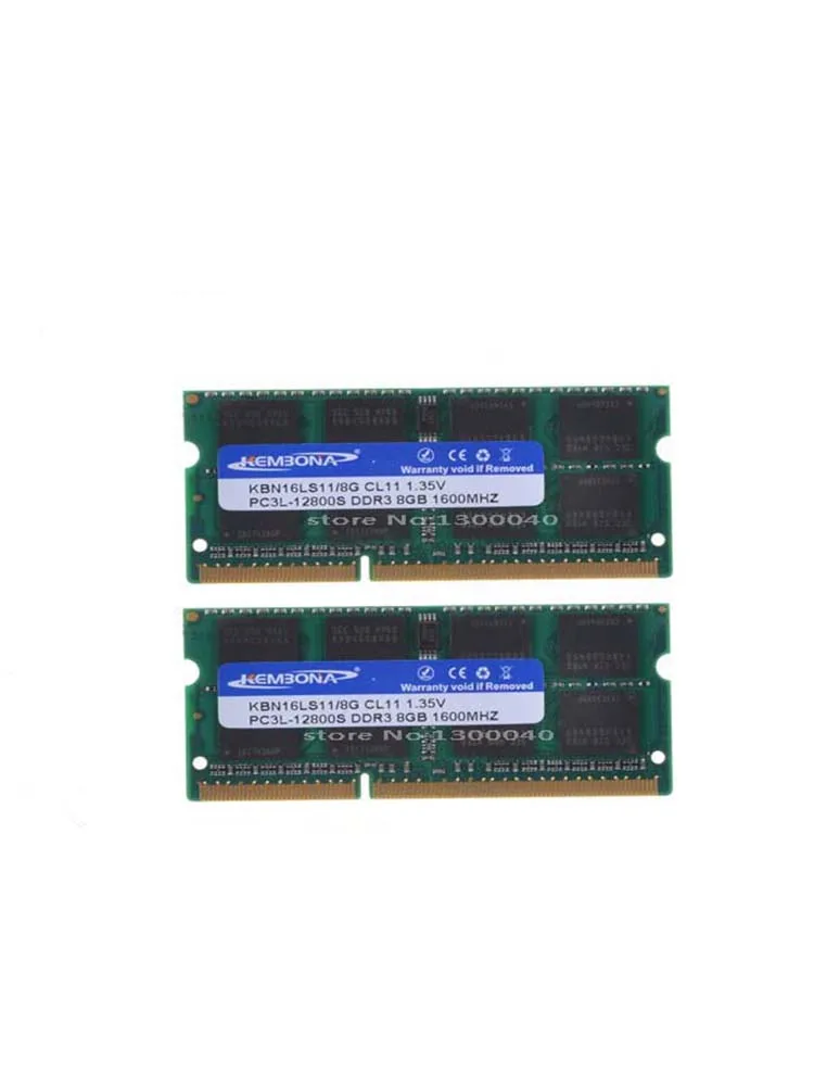 KEMBONA brand new sealed sodimm laptop ram DDR3L 16GB(kit of 2pcs ddr3 8gb) 1.35v PC3L 12800S LOW POWER 204pin ram memory
