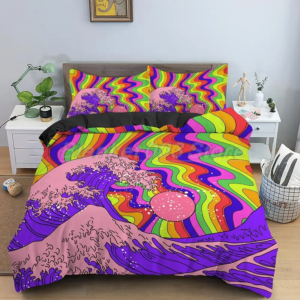 Geometric Pattern Bedding Set Retro Future Duvet Cover For Bedroom Abstract Psychedelic Comforter Set Home Textile