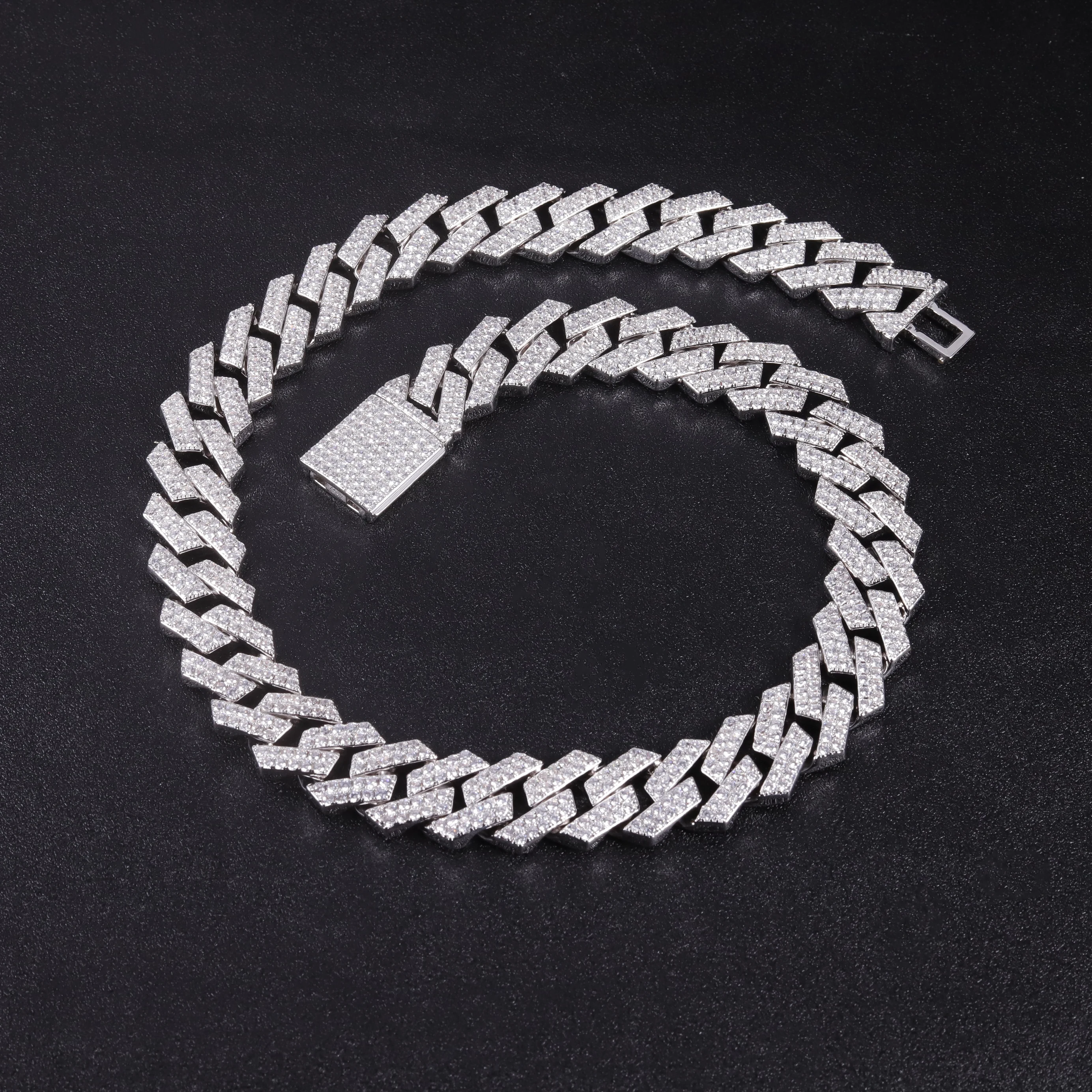 AJ0272 Hip Hop Jewelry 18mm 20 Inches Necklace 18K AU750 Real Gold Lab Diamond Cuban Link Chain