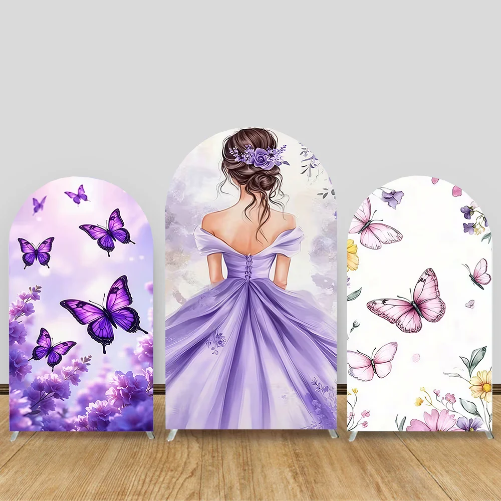 

Purple Dress Sweet Princess Birthday Party Background Arched Photography Cover Room Decoration Background Photography Studio