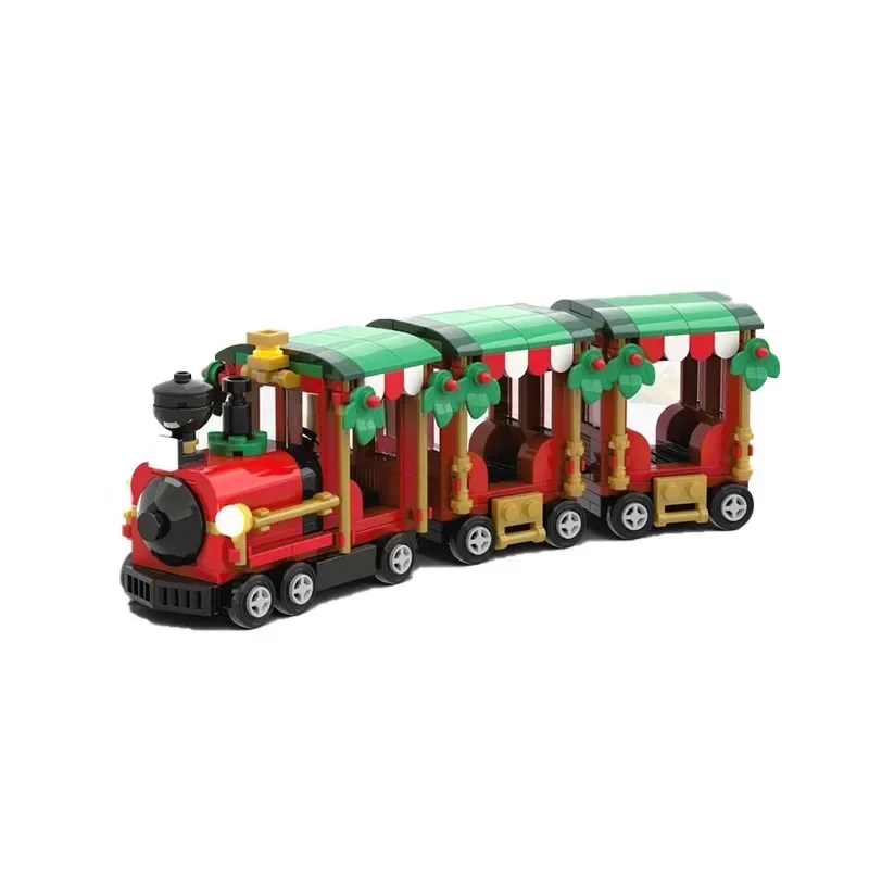 Bricklink MOC City Creative Christmas Winter Village Train Truck Plane Santa Claus Action Figures Building Blocks Kid Toys Gift