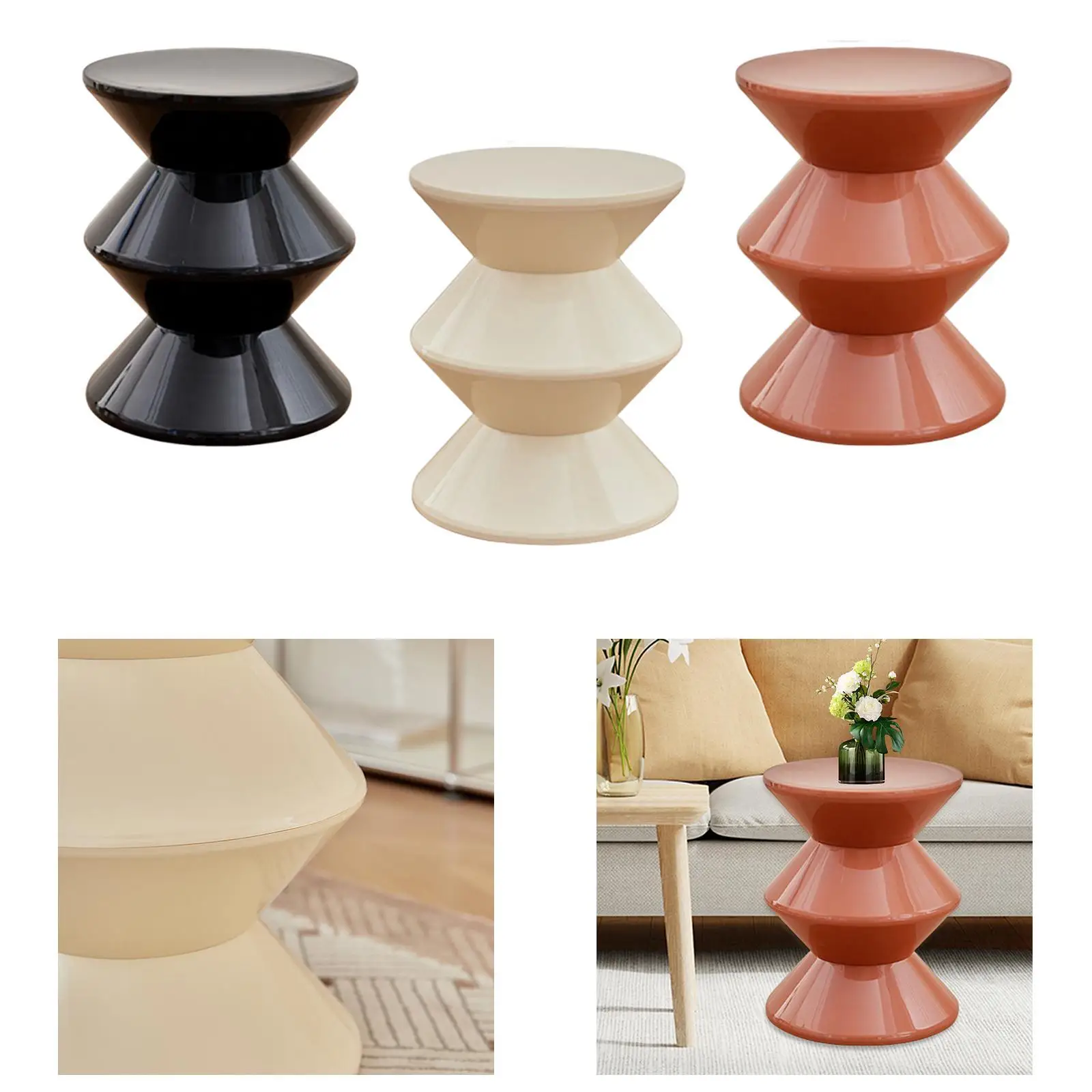 Picture 5: PP Hourglass Shape Sofa Stool Side Table Nightstand End Table Multipurpose