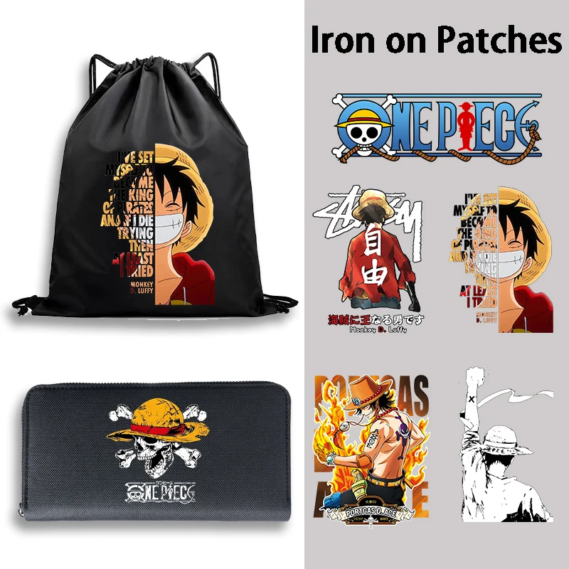 Parches Termoadhesivos de One Piece para Ropa, Bolsos y Accesorios de Moda, Calcomanías de Anime, Lindas Pegatinas de Transferencia Térmica de Dibujos Animados para Camisetas, Ropa de Niños a la Moda, DIY