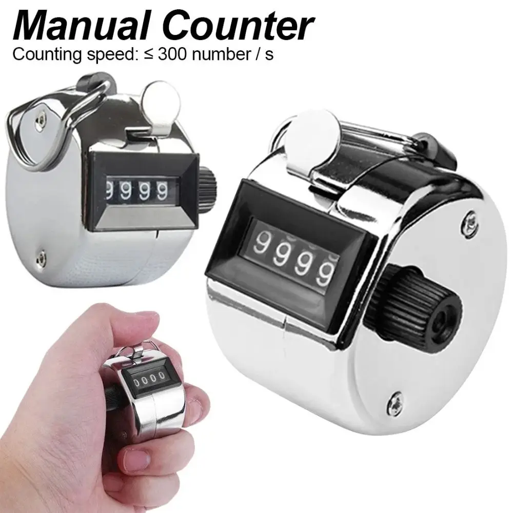 4-Digit Hand Tally Counter Thickened Metal Accurate Manual Lap Counter Clicker with Round Base with Finger Ring Hoop