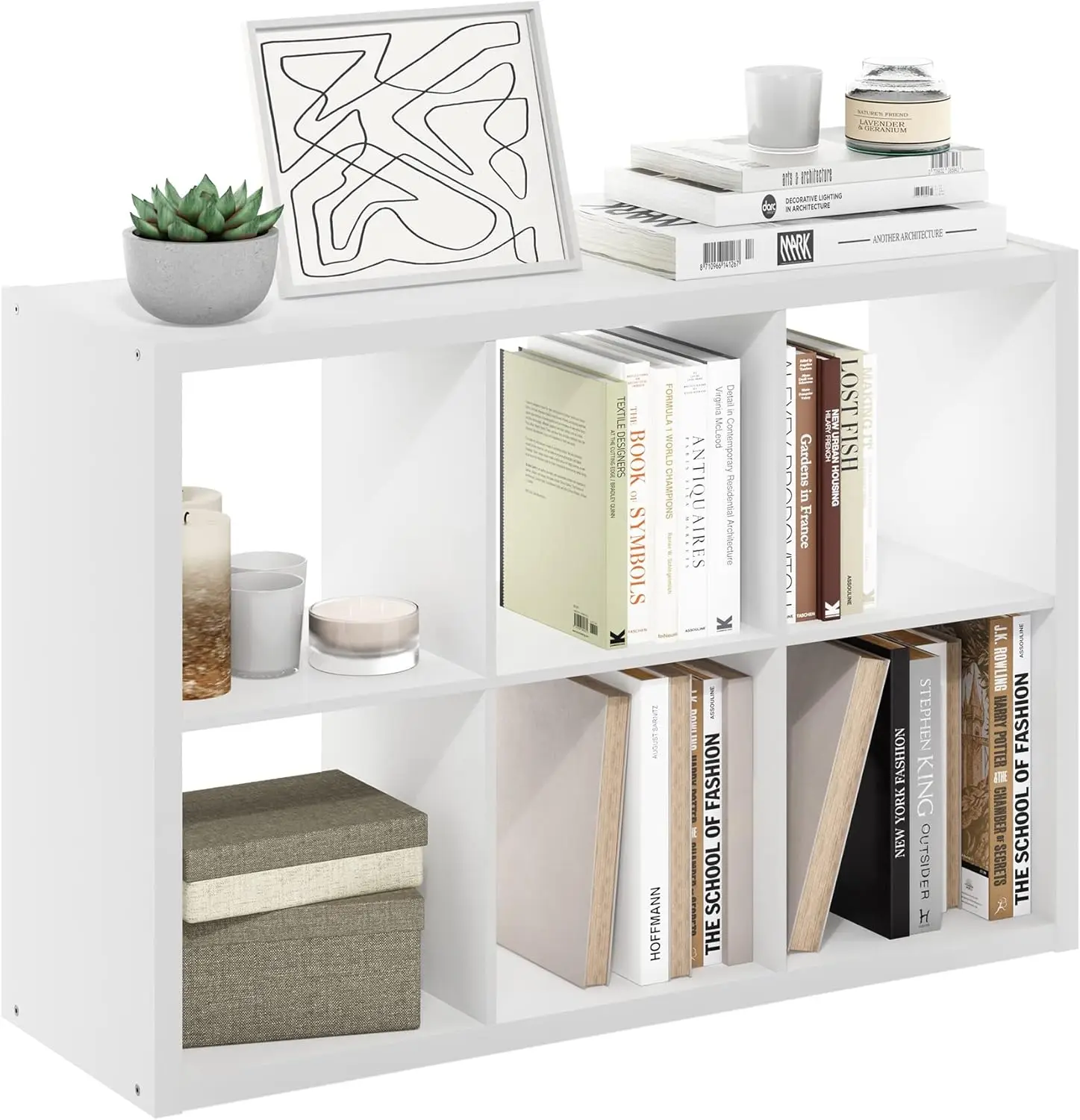 Cubicle Open Back Decorative Cube Storage Organizer, 6-Cube, White