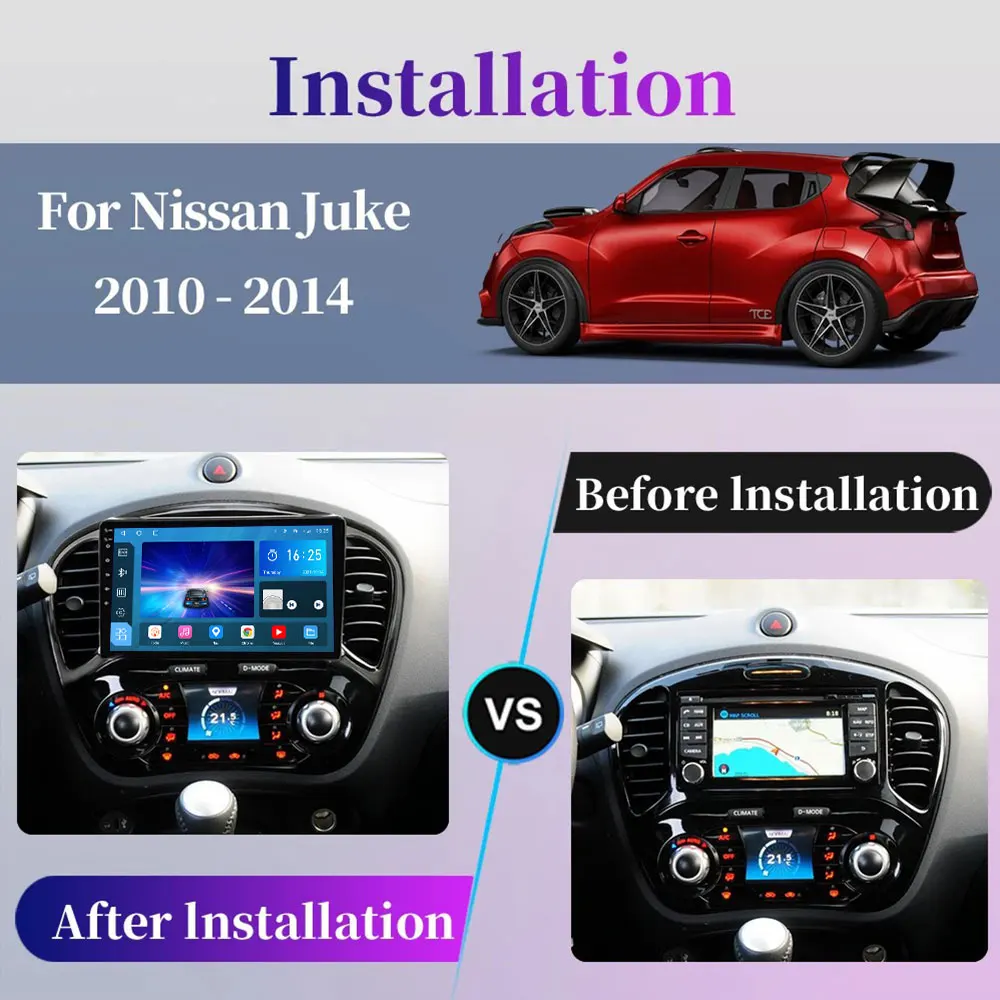 Car Radio Android 14 For Nissan Juke YF15 2010 - 2014 GPS Carplay Multimedia Player Navigation Stereo Auto DSP BT 2din Head Unit