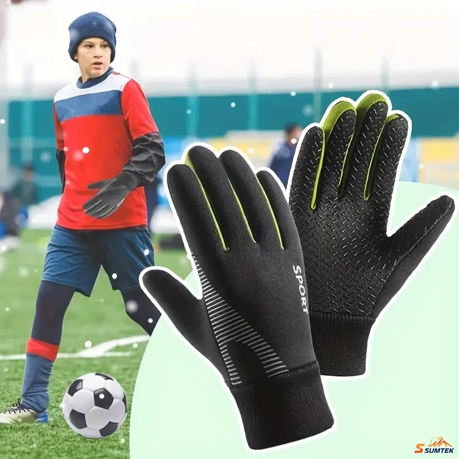 

Winter Kid's Warm Riding Gloves Silicone Anti Slip Waterproof Wear-resistant Full Finger Elastic Wrists for Boys Girls Windproof