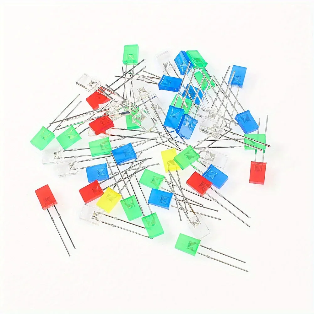 50/100/200pcs 사각형 LED 다이오드 2x5x7mm 빨간색 노란색 녹색 파란색 흰색 발광 다이오드 DIY 전자 Arduino 키트