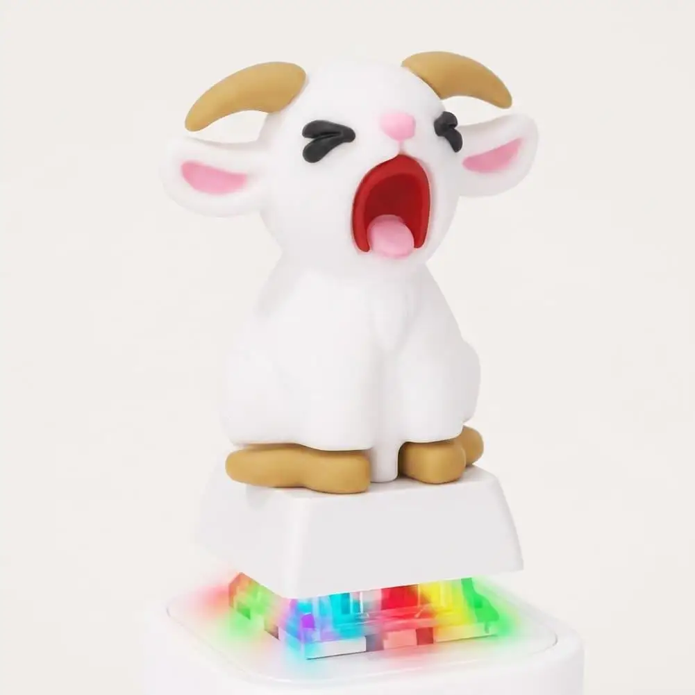 Cute Screaming Goat Fidget Toy Keychain LED Glowing Sound Mechanical Clicker Stress Relief Fashion Gift USB Model 열쇠고리