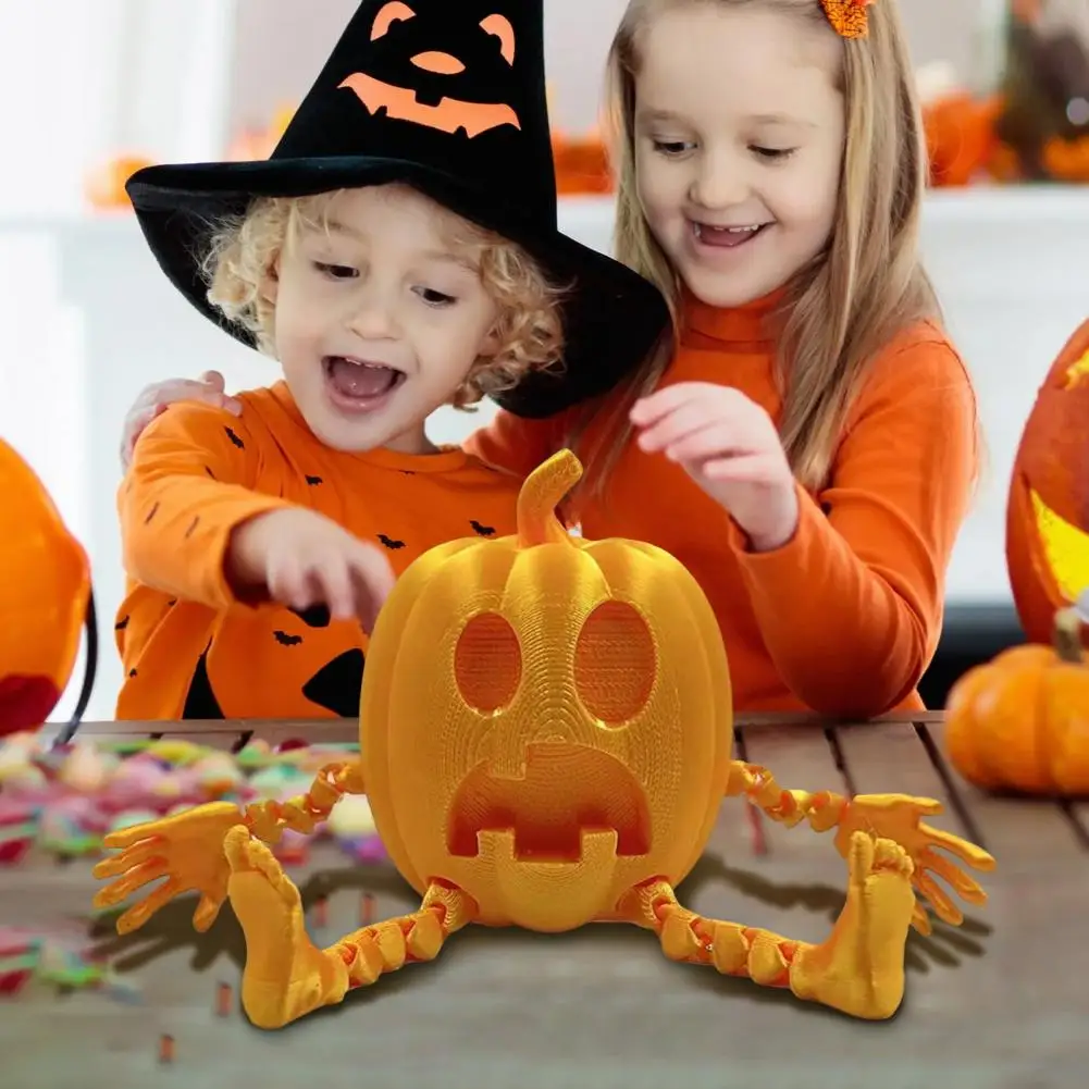 

Halloween 3D Printed Pumpkin Figurine Posable Pumpkin Fidget Toy Movable Pumpkin Action Figure Desktop Decoration Ornament Festi