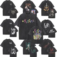 Camiseta Vintage lavada del álbum de música Korn Follow The Leader para hombre y mujer, camiseta de moda gótica Rock, camisetas informales de gran tamaño para hombre