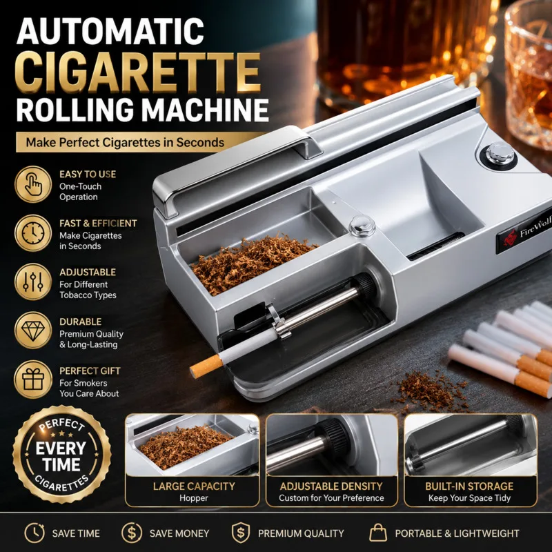 

Cigarette Rolling Machine Automatic 3 Size Electric Tobacco Injector Maker For King 100s And Slim Tubes High Power Home Use New
