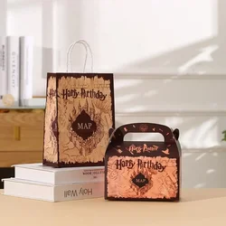 Harry Potter sacchetto regalo Hogwarts scuola di stregoneria e Wizardry compleanno sacchetto di carta Kraft scatola di caramelle decorazione bomboniera