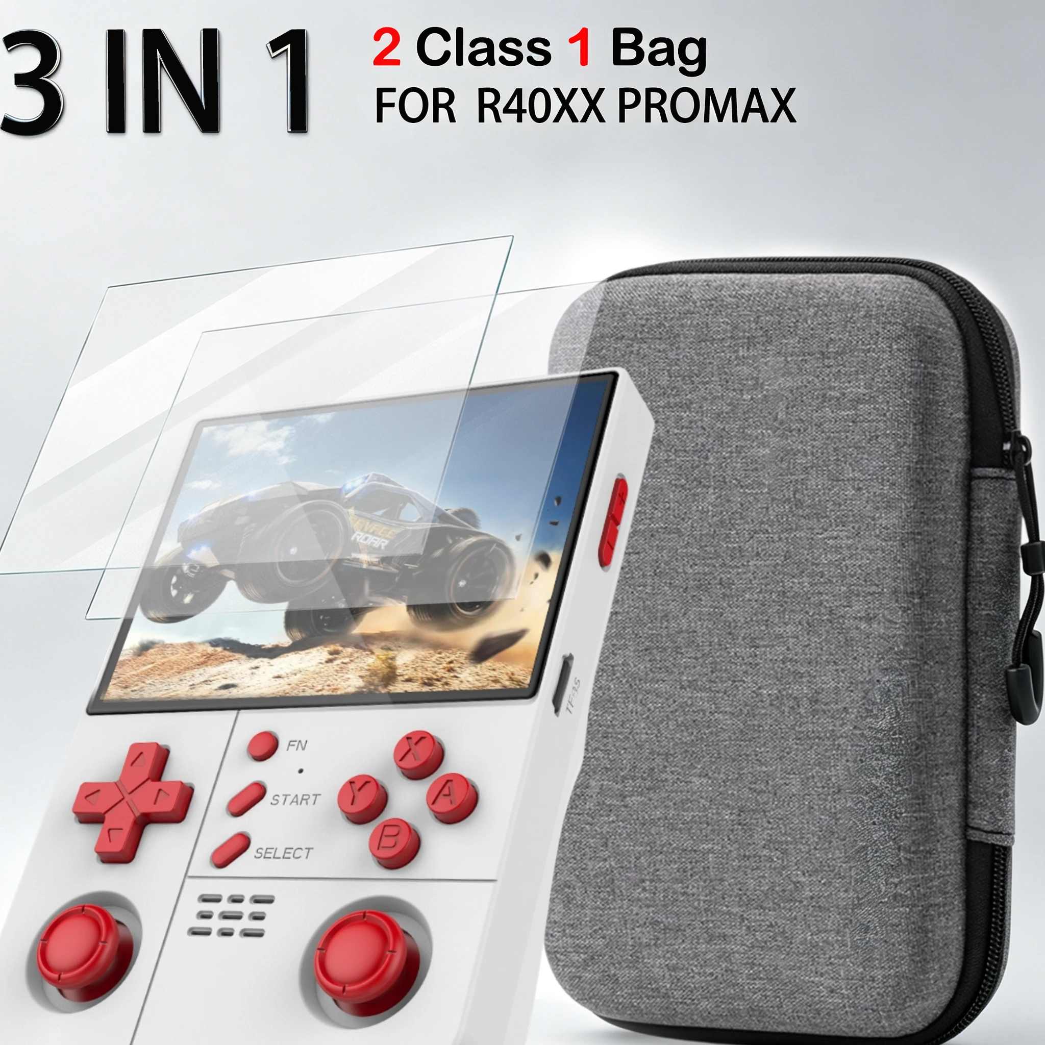 Spiel-Aufbewahrungstasche für R40XXPROMAX Gehärtete Glas-Displayschutzfolien Tragbare Retro-Spiel-Schutztasche mit Reißverschluss