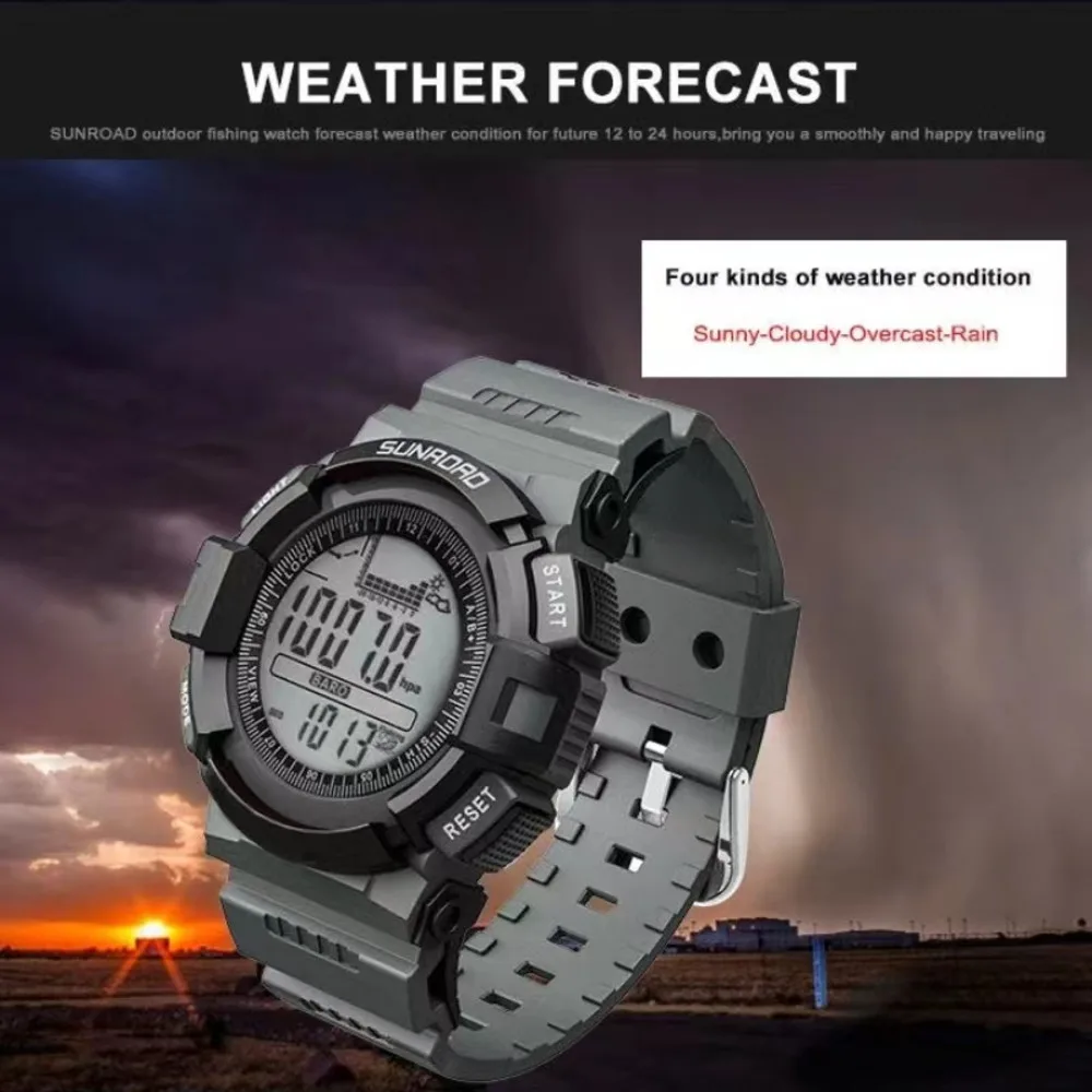 SUNROAD Watches for Men Outdoor Fishing Watch Fishing Point Records 3ATM Waterproof Barometer Altimeter Mens Watch Reloj Hombre