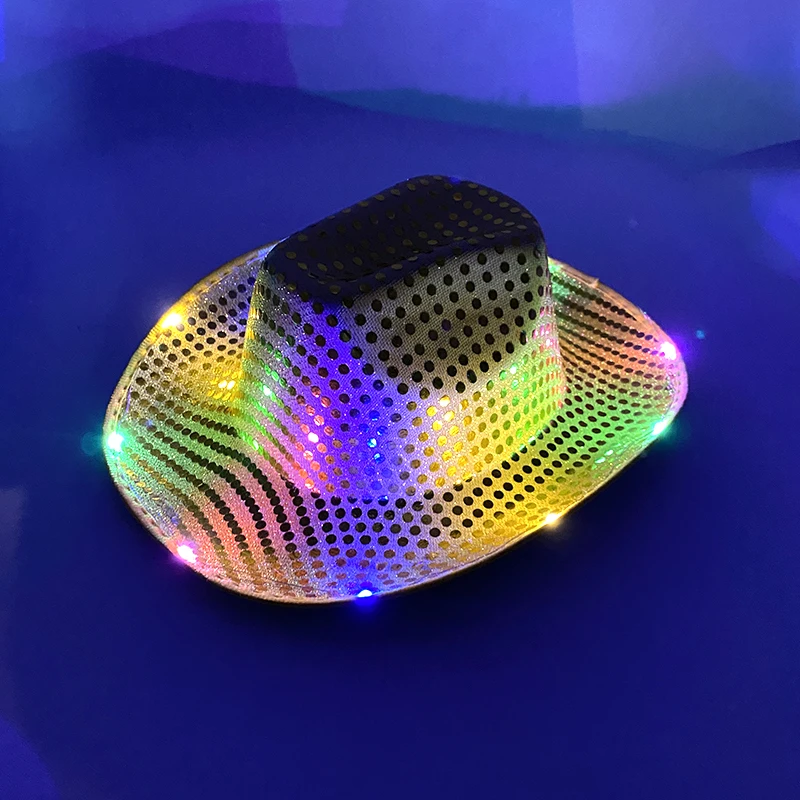 Fashion Decor Cowboy Hat Dance Party Decorate Luminous LED Cowboy Cowgirl Hat Flashing For Carnival Party
