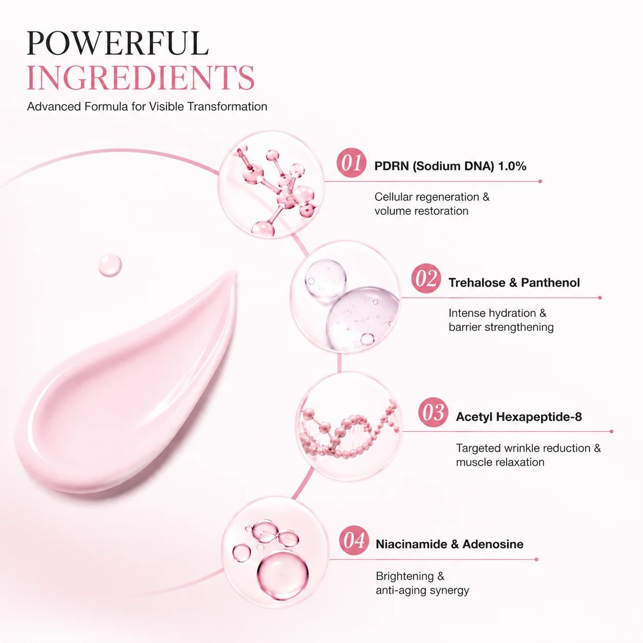 PDRN Volumen-Fill Booster Creme für Gesicht Faltenreduktion Straffung Lifting Anti-Aging Feuchtigkeitsspendende Tägliche Pflege 30ml – Detail 3