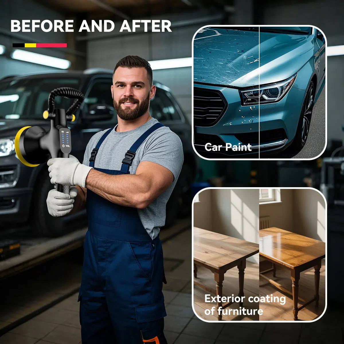 車磨きワックスプロフェッショナルミニロータリー車磨き機スポット研磨機ポリッシャー車ホームDIYハンドル付き自動車ディテーリング用