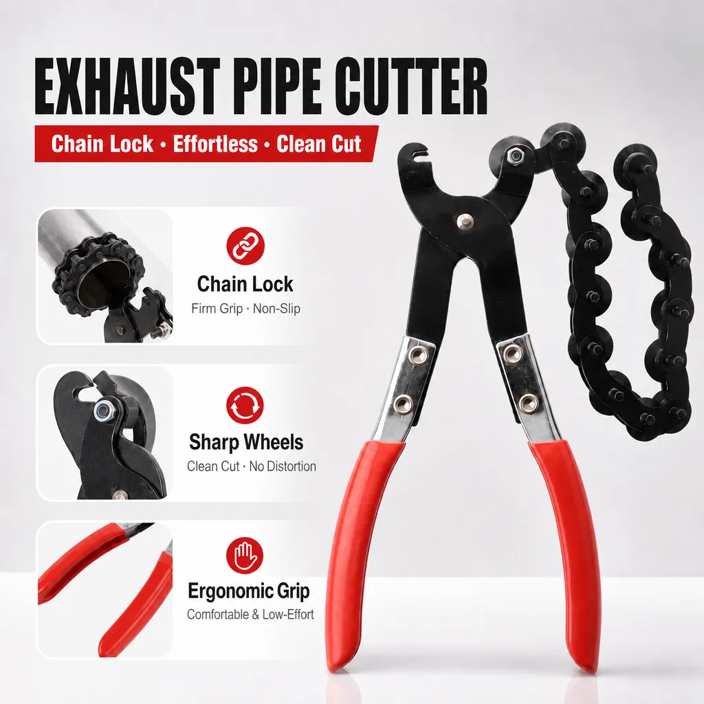 Chain Exhaust Pipe Cutter Ratcheting Tailpipe Cutting Pliers Auto Muffler Tube Cutter For PVC Aluminum Copper Motorcycle Repair