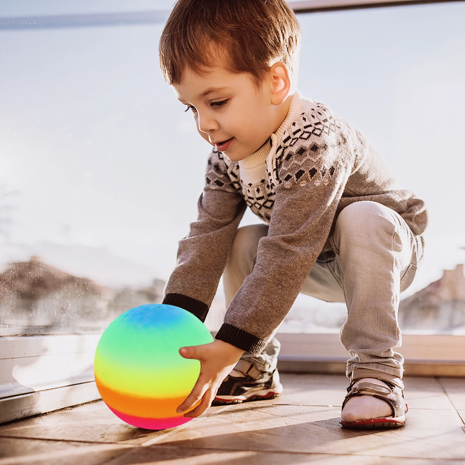 6 uds. Pelota de arcoíris respetuosa con el medio ambiente, juguete para niños, Kickball aleta, juego para piscina, balonmano, playa