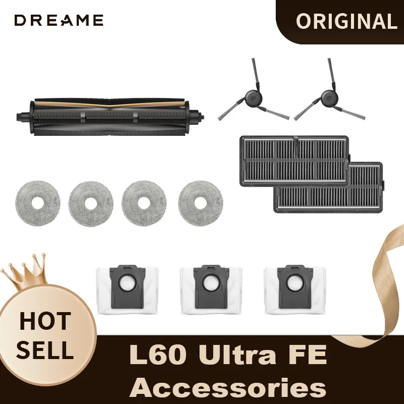 Original Dreame L60 Ultra FE Staubsauger-Ersatzteile Bürste HEPA-Filter Wischmopp Staubbeutel Zubehör
