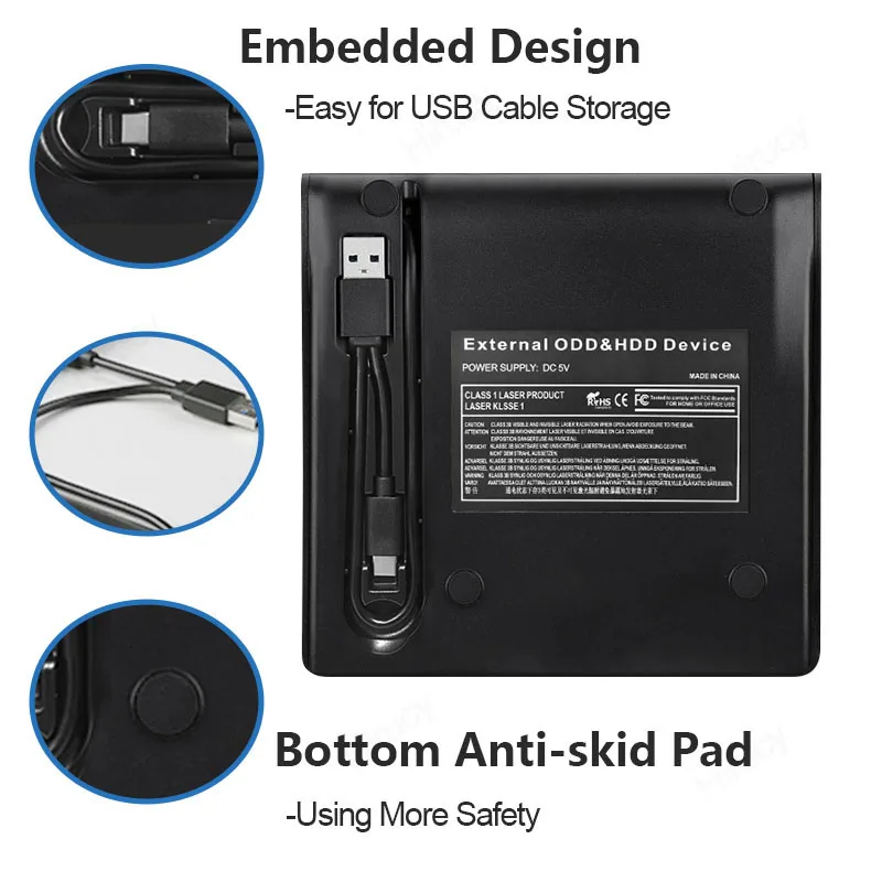 외부 CD/DVD 드라이브 USB3.0 Type-C 노트북용 휴대용 광학 드라이브 데스크탑용 CD/DVD 버너 리더 Windows Linux OS MacBook
