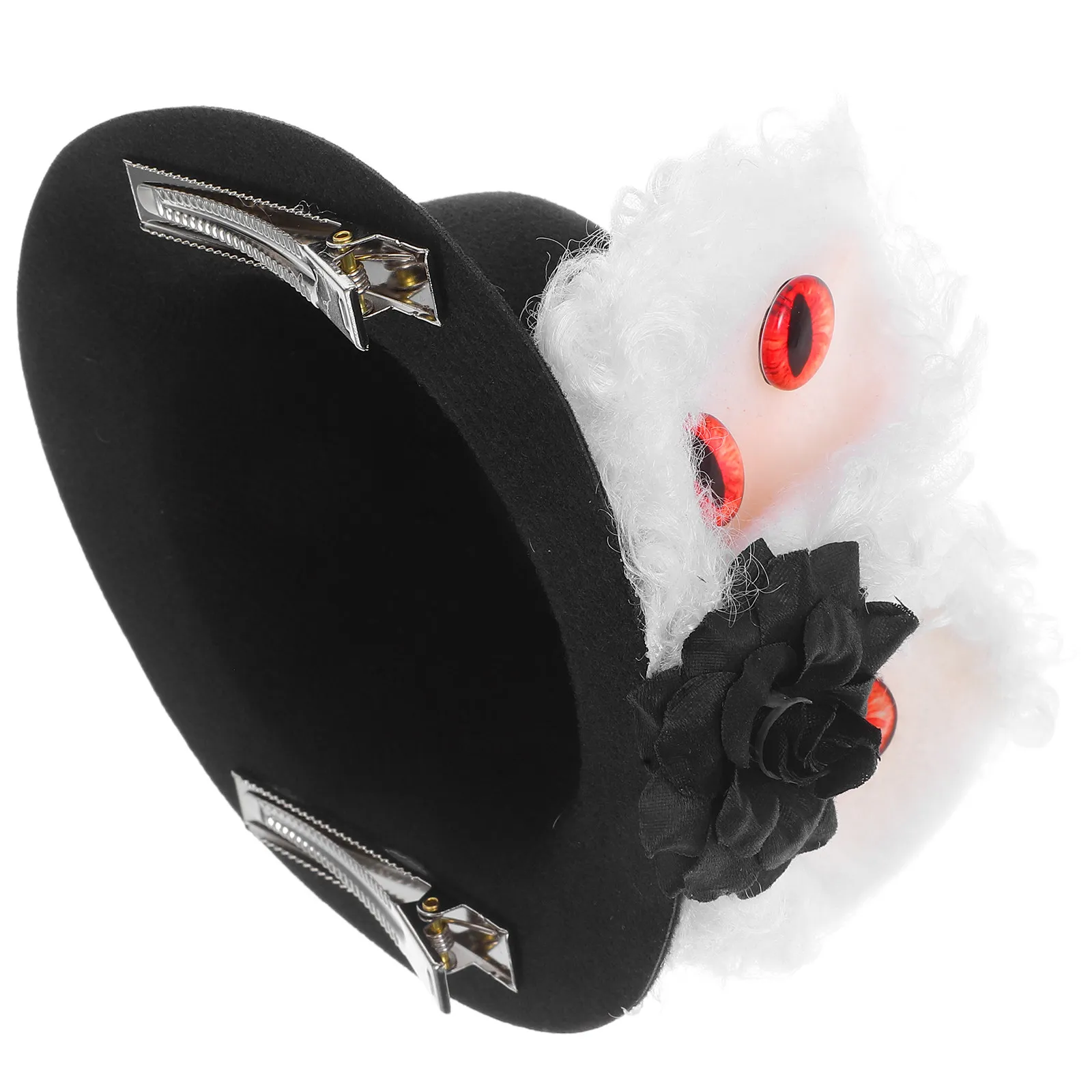 

Gothic Bunny Ears Hair Clip Mini Top Hat Vintage Eyeball Barrette Flower Hairpin Halloween Costume Accessory for Women Girls
