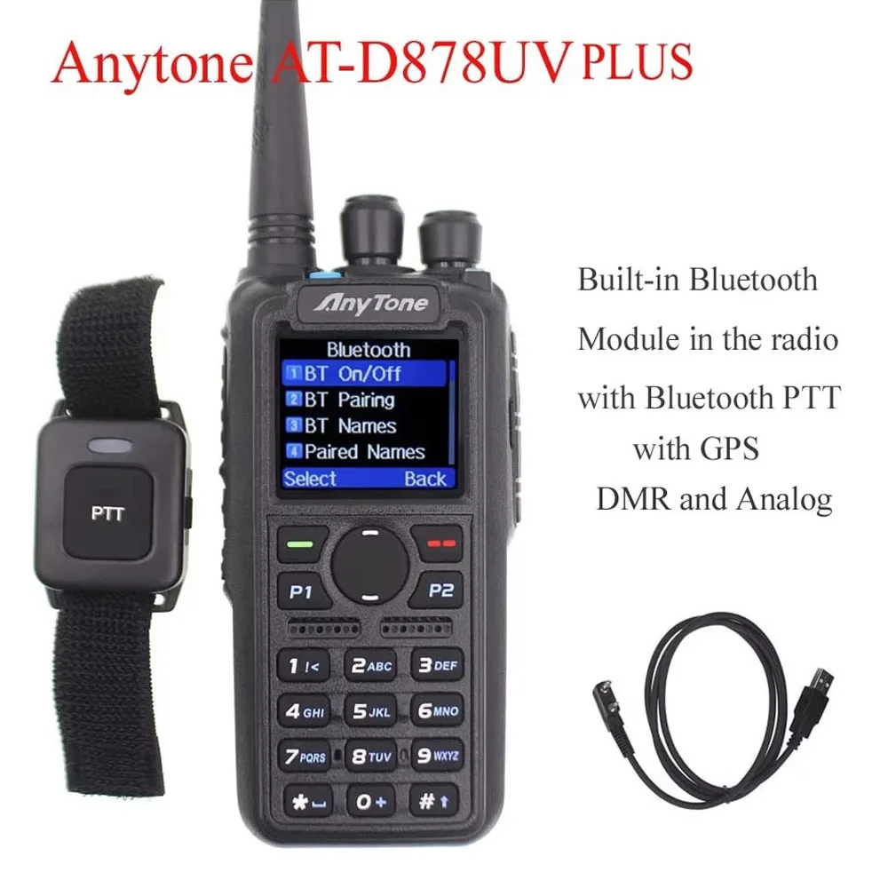 Anytone AT-D878UV PLUS or AT-D878UVII Plus Digital DMR and Analog Radio with GPS APRS Bluetooth-PTT UV Dual Band Walkie Talkie