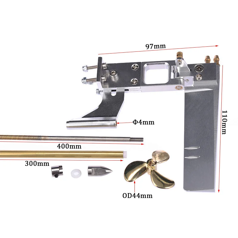 Staffa per albero puntone per albero cavo flessibile da 4 mm per barca elettrica RC con timone per trasmissione per cani, guarnizione per dado, tubo in ottone, tubo in plastica