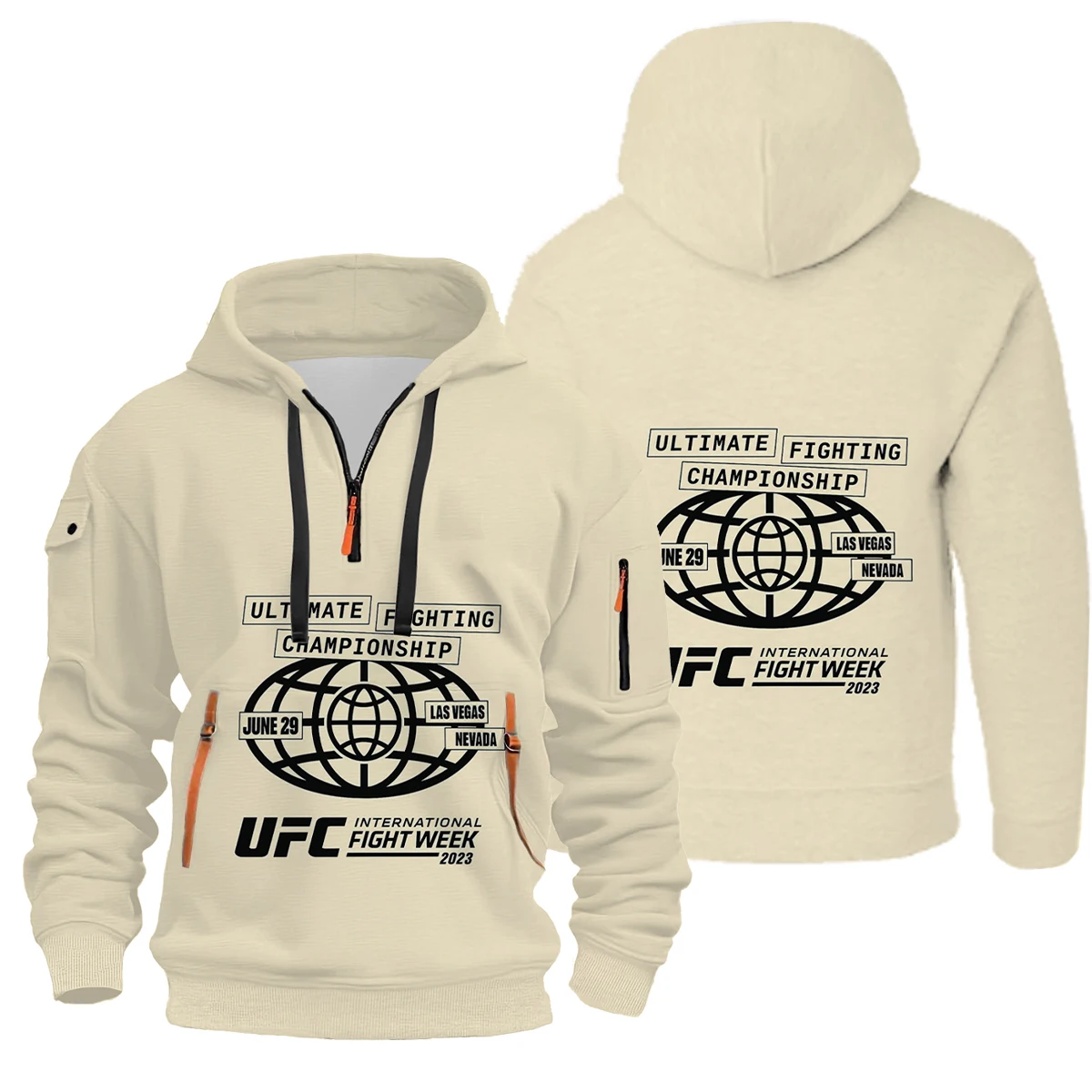 

Зимняя плюшевая толстая мужская толстовка с капюшоном UFC в американском стиле ретро, свободный и универсальный повседневный декоративный пуловер с капюшоном на молнии, топ