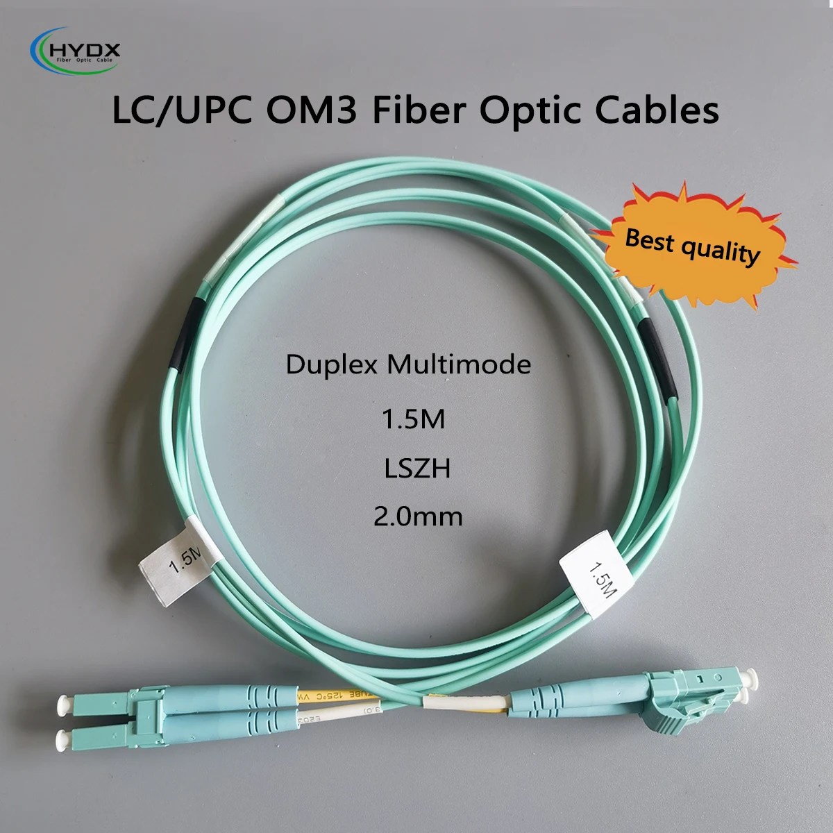 Fibra Optica 1.5m LC-LC OM3/50/125 MM LSZH Duplex FTTR สายแพทช์ไฟเบอร์ออปติก 2-Core การสูญเสียการแทรกต่ํา & การสูญเสียการคืนเงินสูง